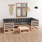 vidaXL Salon de jardin Bois de pin massif Bois de pin massif, 100 % polyester