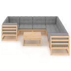 vidaXL Salon de jardin en bois naturel, gris