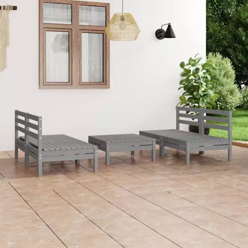 vidaXL Salon de jardin gris en pin massif Modulable moyen