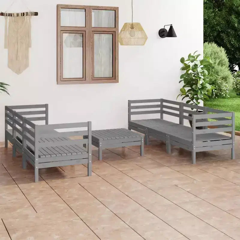 vidaXL Garden Lounge Set Grey Solid pinewood Modular Garden Lounge Set