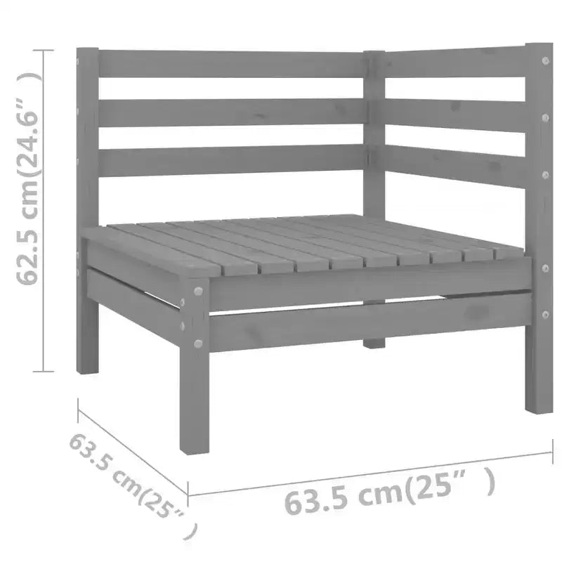 vidaXL Garden Lounge Set Grey Solid pinewood Modular Garden Lounge Set