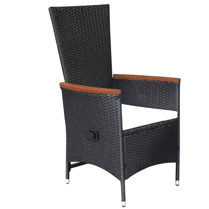 vidaXL Dining Set Black Solid Acacia Wood Large Adjustable Armrests