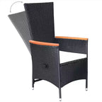 vidaXL Dining Set Black Solid Acacia Wood Large Adjustable Armrests