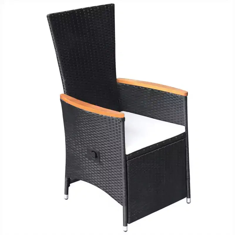 vidaXL Dining Set Black Solid Acacia Wood Large Adjustable Armrests