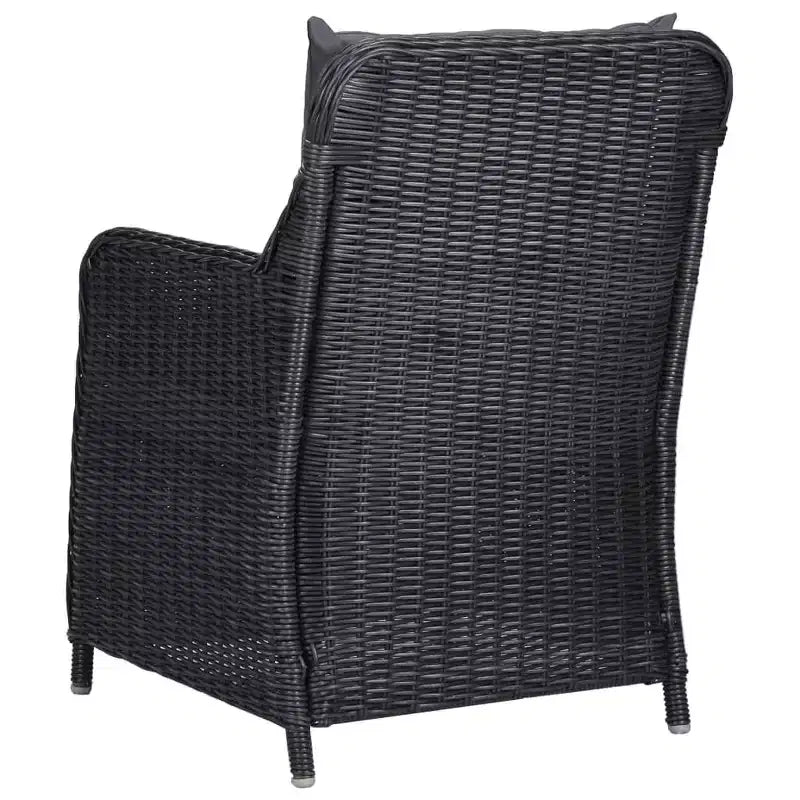vidaXL Dining Set Black,Rattan,Dark Grey,Wood
