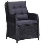 vidaXL Dining Set Black,Rattan,Dark Grey,Wood