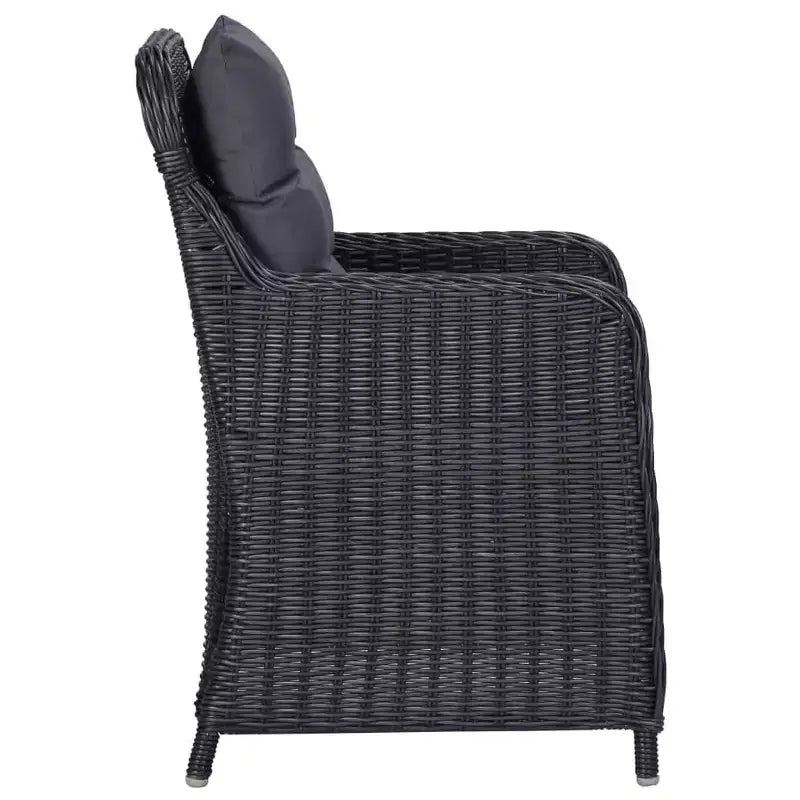 vidaXL Dining Set Black,Rattan,Dark Grey,Wood