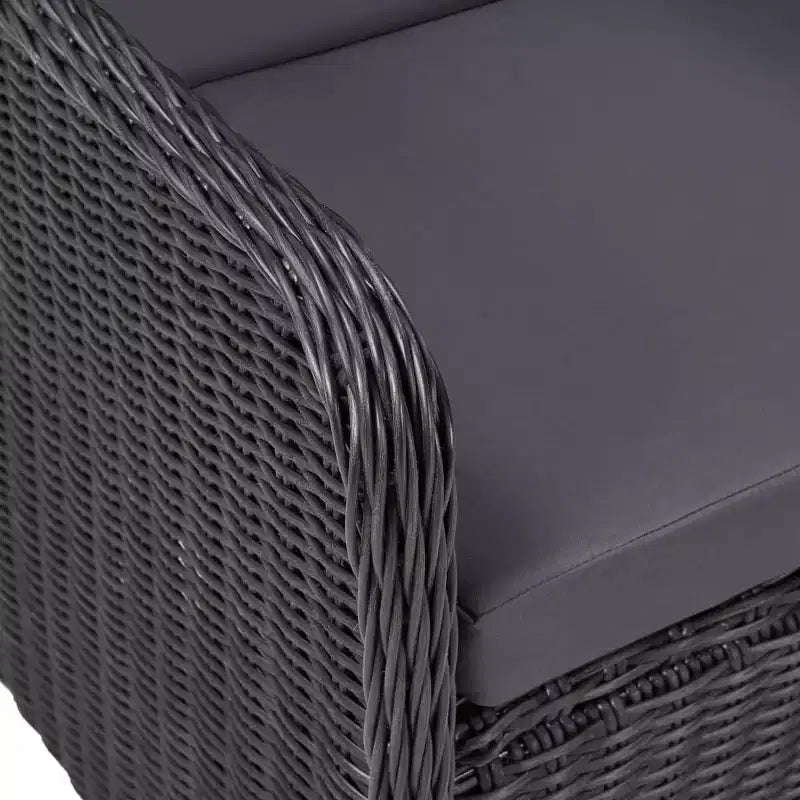 vidaXL Dining Set Black,Rattan,Dark Grey,Wood