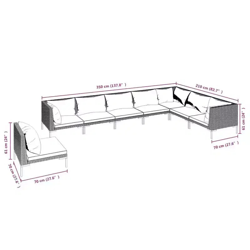 vidaXL Garden Lounge Set Dark Grey, Black