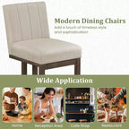 Costway Chaises de salle à manger en bois 2/4 pièces Chaises de cuisine rembourrées en tissu style ferme moderne Beige + Gris/Noyer