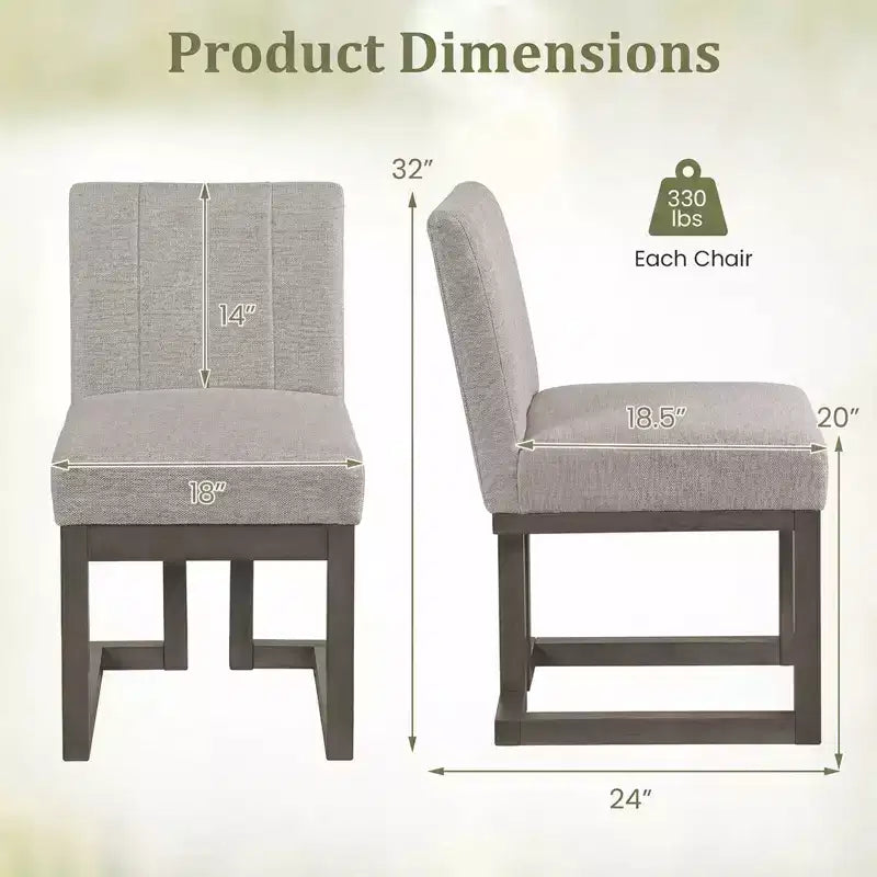 Costway Chaises de salle à manger en bois 2/4 pièces Chaises de cuisine rembourrées en tissu style ferme moderne Beige + Gris/Noyer