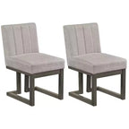 Costway 2/4PCS Wooden Dining Chairs Modern Farmhouse Fabric Upholstered Kitchen Chairs Beige + Gray/Walnut