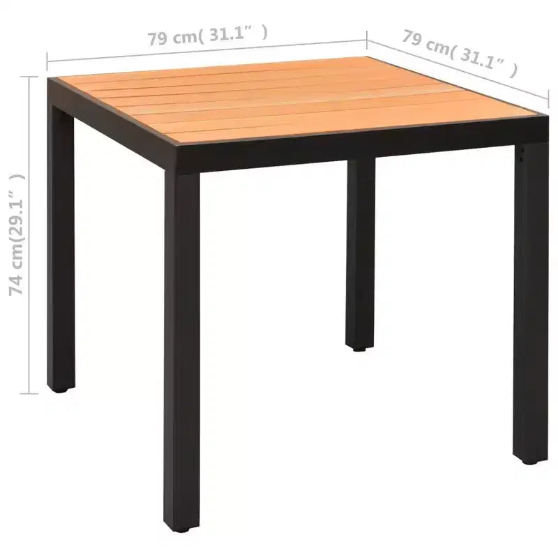 vidaXL Dining Set Black and Brown PE Rattan, WPC, Aluminum Standard