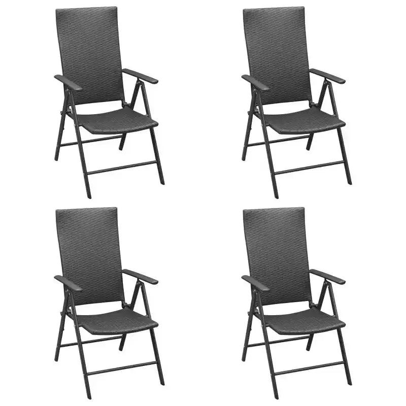 vidaXL Dining Set Black and Brown PE Rattan, WPC, Aluminum Standard