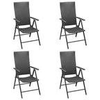 vidaXL Dining Set Black and Brown PE Rattan, WPC, Aluminum Standard