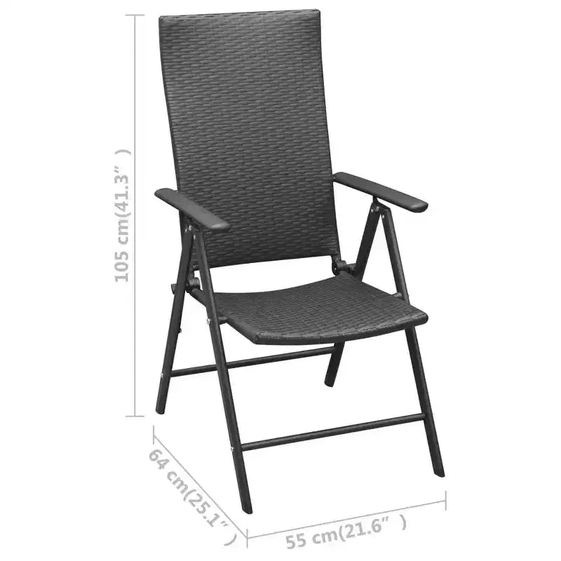 vidaXL Dining Set Black and Brown PE Rattan, WPC, Aluminum Standard
