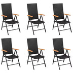 vidaXL Dining Set Black and Brown Aluminum Frame, PE Rattan, WPC Large