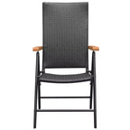 vidaXL Dining Set Black and Brown Aluminum Frame, PE Rattan, WPC Large