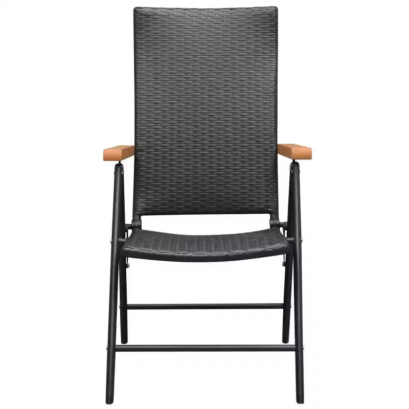 vidaXL Dining Set Black and Brown Aluminum Frame, PE Rattan, WPC Large