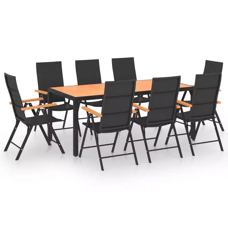 vidaXL Dining Set Black and Brown Aluminum Large Height-Adjustable
