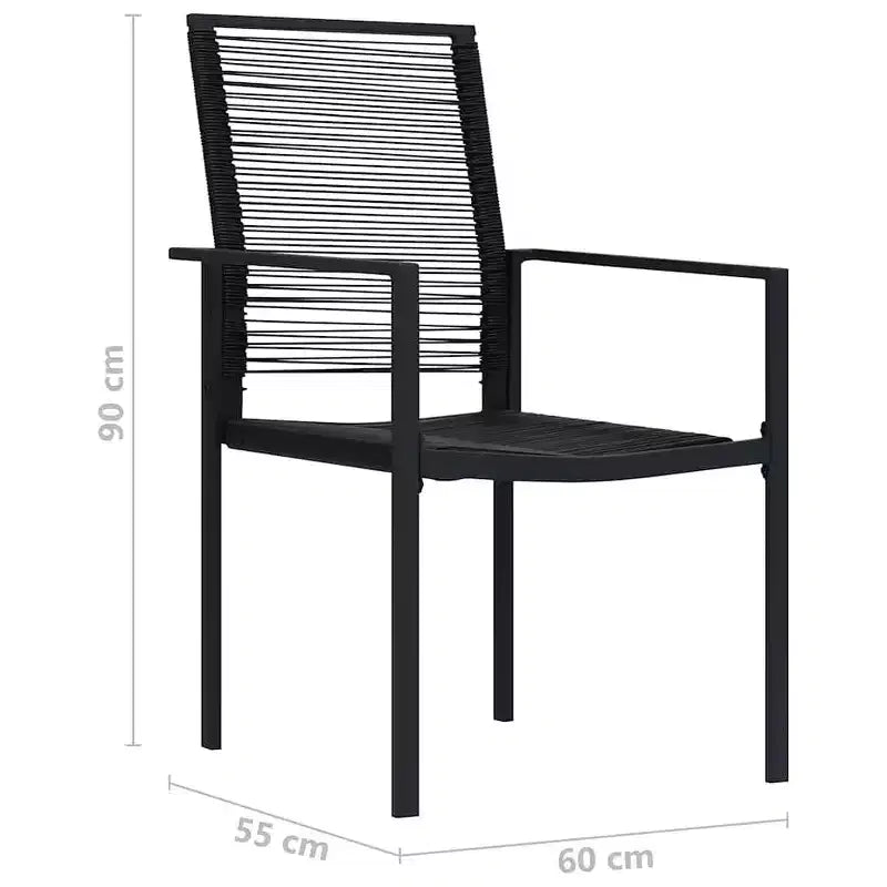 vidaXL Ensemble de salle à manger noir Verre, Acier thermolaqué, Rotin synthétique creux