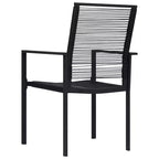 vidaXL Ensemble de salle à manger noir Verre, Acier thermolaqué, Rotin synthétique creux