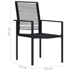 vidaXL Salon de salle à manger noir, verre, acier thermolaqué, rotin en PVC, 7 pièces