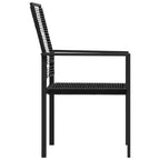 vidaXL Salon de salle à manger noir, verre, acier thermolaqué, rotin en PVC, 7 pièces