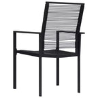vidaXL Salon de salle à manger noir, verre, acier thermolaqué, rotin en PVC, 7 pièces