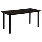 vidaXL Salon de salle à manger noir, verre, acier thermolaqué, rotin en PVC, 7 pièces