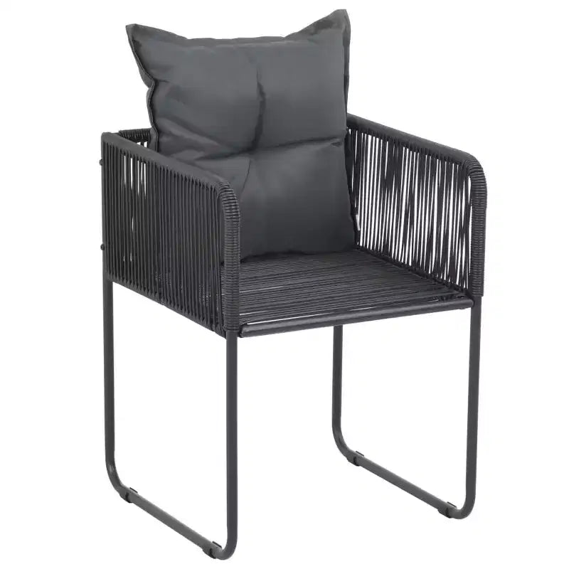 vidaXL Dining Set Black PVC Rattan Durable 3 Piece Patio Dining Set