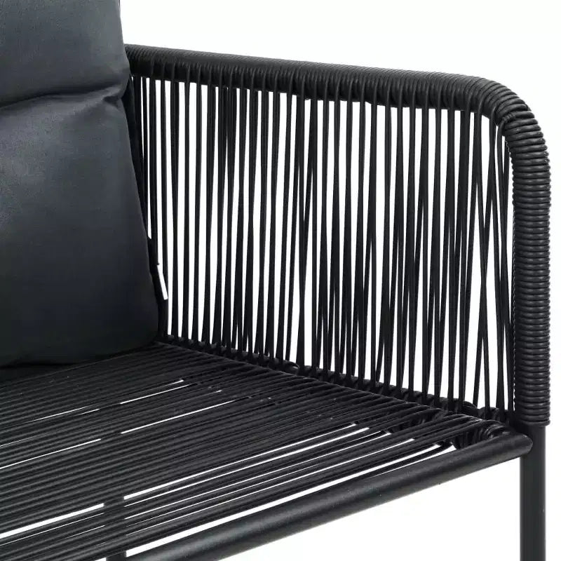 vidaXL Dining Set Black PVC Rattan Durable 3 Piece Patio Dining Set