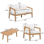 Christopher Knight Home Huoni Modern 4 Piece Acacia Outdoor Seating Set with Slatted Table