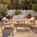 Christopher Knight Home Huoni Modern 4 Piece Acacia Outdoor Seating Set with Slatted Table