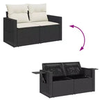 vidaXL Garden Sofa Set PE Rattan, Powder-Coated Steel, Fabric Large