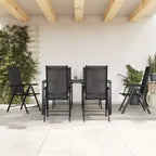 vidaXL Garden Dining Set Black Powder-coated aluminum, WPC, Textilene