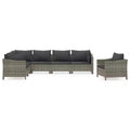 vidaXL Garden Lounge Set Grey PE rattan, powder-coated steel, fabric