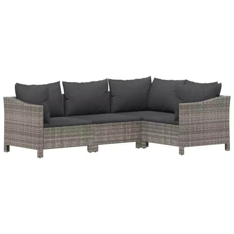 vidaXL Salon de jardin gris en résine tressée et acier thermolaqué Grande taille
