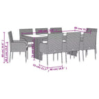 vidaXL Garden Dining Set Grey PE Rattan UV-resistant materials