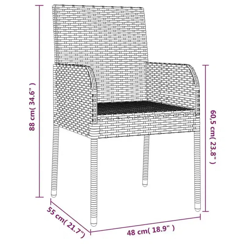 vidaXL Garden Dining Set Grey PE Rattan UV-resistant materials