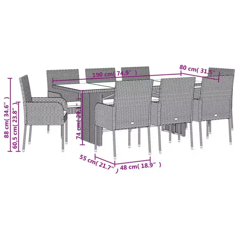 vidaXL Garden Dining Set Gray, Dark Gray