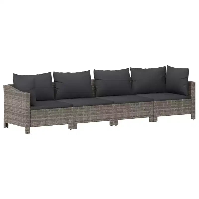 vidaXL Salon de jardin gris en résine tressée, acier revêtu par poudre, polyester