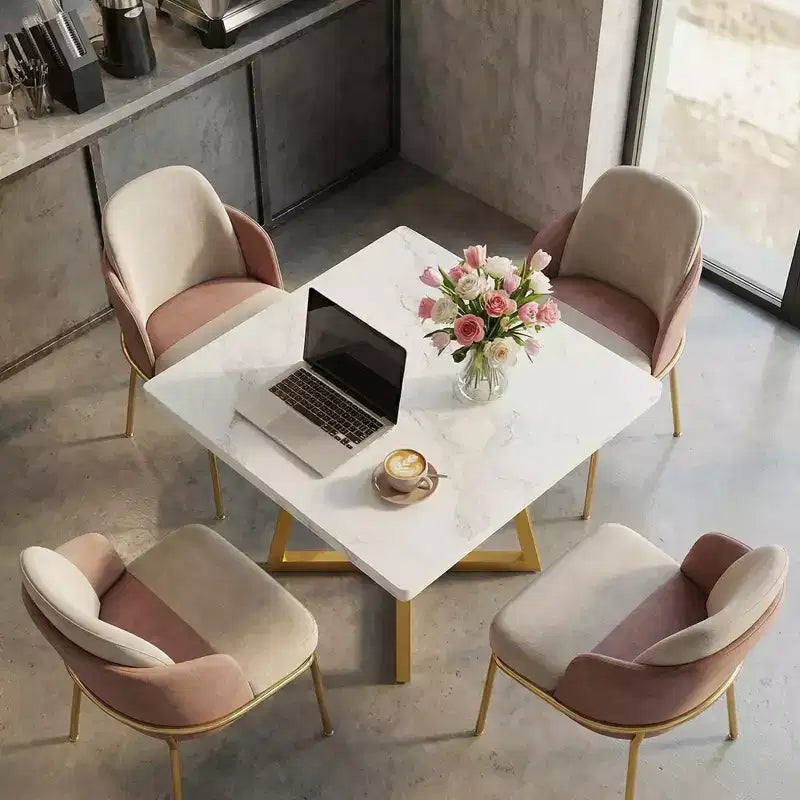 Table à manger industrielle carrée MAYEERTY 31,5, plateau en MDF marron vintage et cadre en métal noir, table polyvalente 2 places pour la maison et le bureau