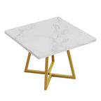 Table à manger industrielle carrée MAYEERTY 31,5, plateau en MDF marron vintage et cadre en métal noir, table polyvalente 2 places pour la maison et le bureau