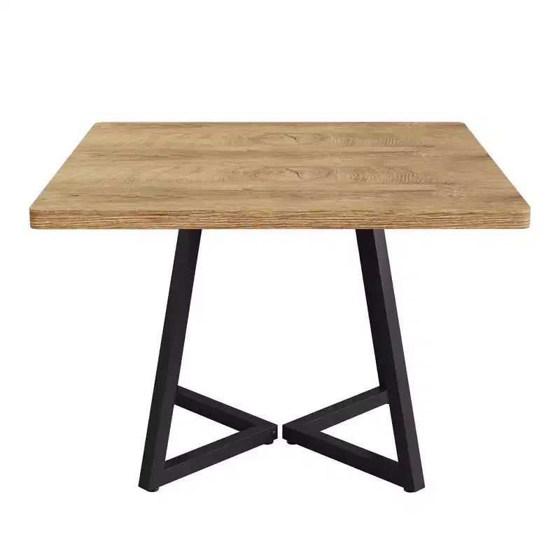 Table à manger industrielle carrée MAYEERTY 31,5, plateau en MDF marron vintage et cadre en métal noir, table polyvalente 2 places pour la maison et le bureau