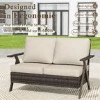 Ensemble de meubles de patio Bestier, ensemble de conversation d'extérieur avec canapé et chaises coussinés épais, table basse pour jardin, arrière-cour, porche