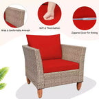 Costway 3 Piece Outdoor Rattan Sofa Set Wicker Conversation Furniture Set with Cushions