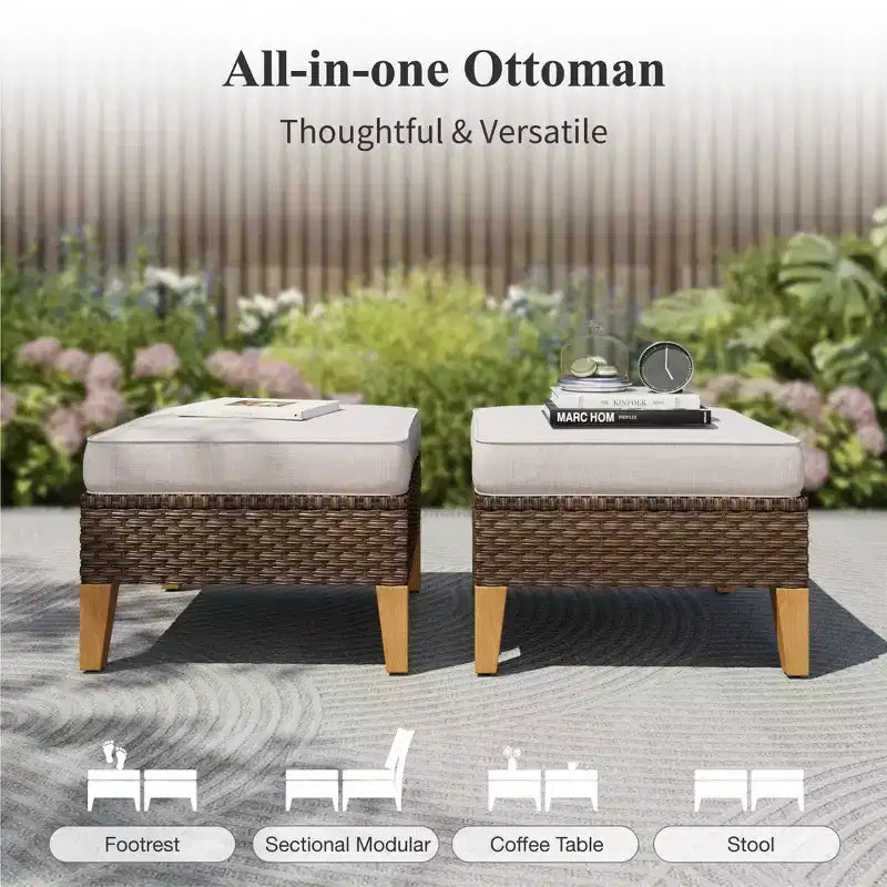 Captiva Designs 10pc Outdoor Wicker Rattan Patio Half-Moon Curved Sectional Sofa Conversation Set with Fire Pit Table