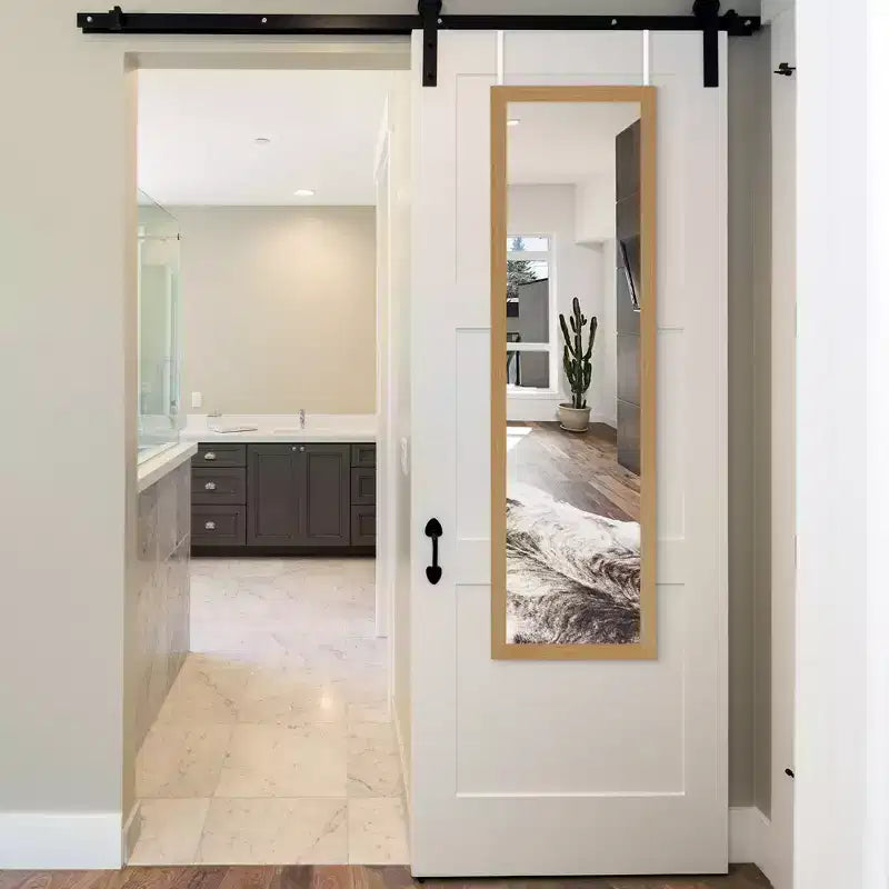 Miroir de porte Americanflat - Miroir de porte pour chambre à coucher, salle de bain, dortoir, grand miroir de corps entier avec crochet et verre incassable - Chêne