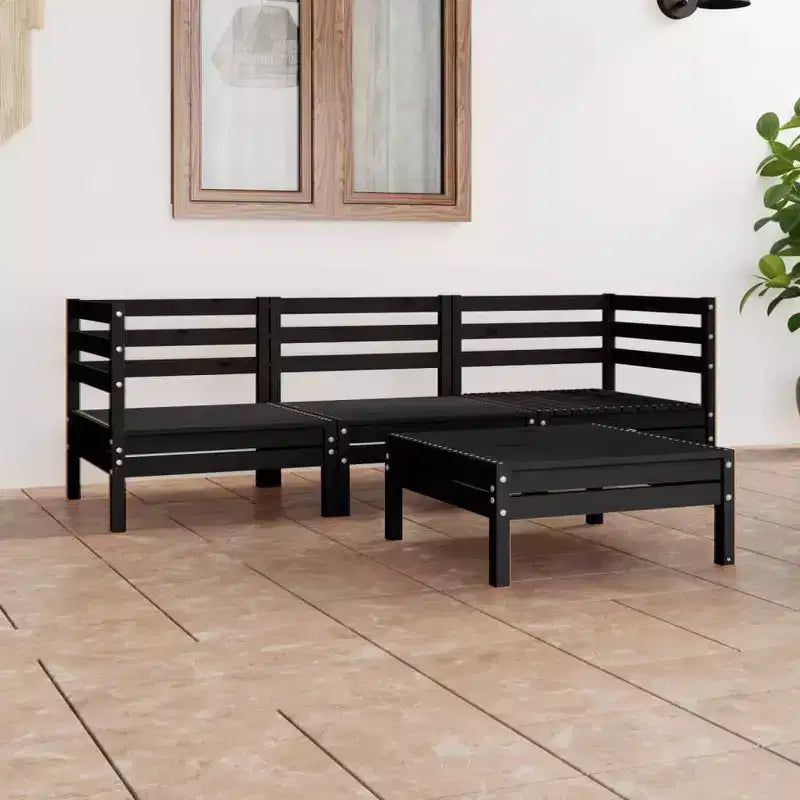 vidaXL Salon de jardin noir Bois de pin massif Salon de jardin modulable